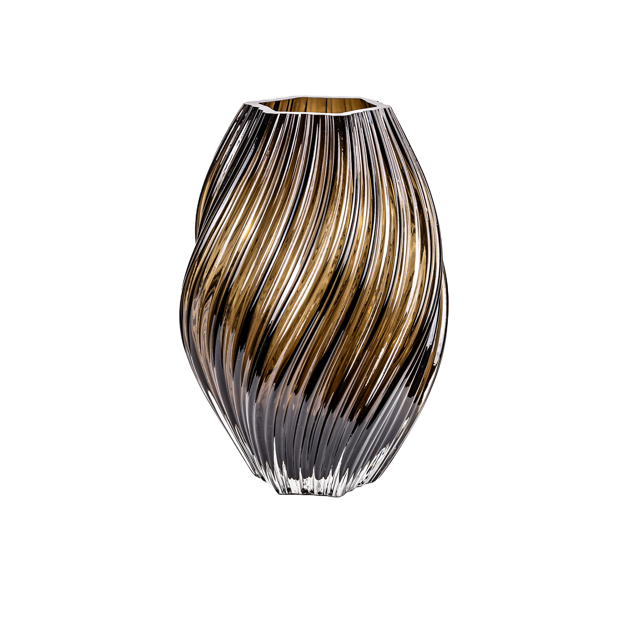 Glass Vase Smoky ribbed